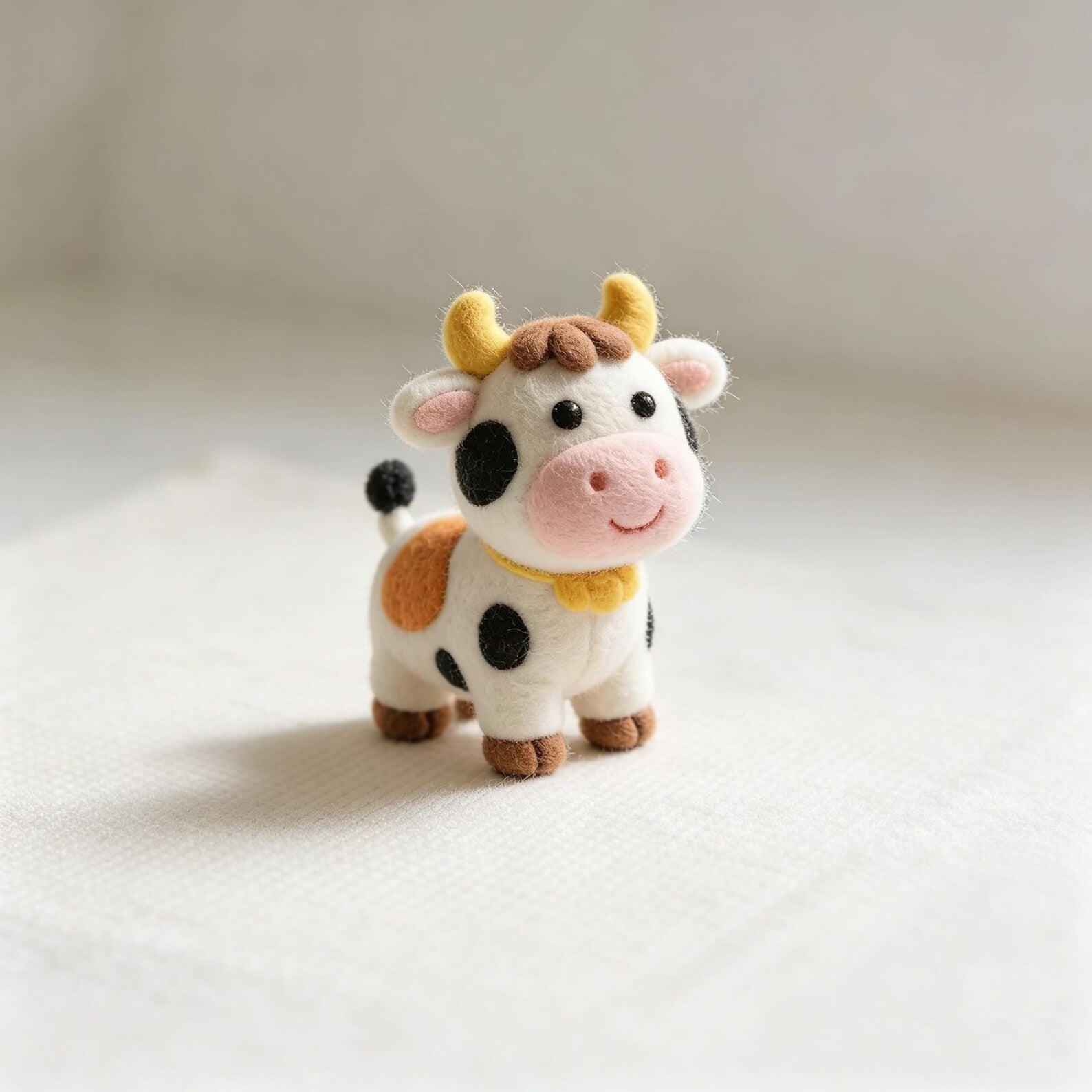 Personalisierte Wollfilz-Kuhfigur für Kinder zum Muttertag 02
