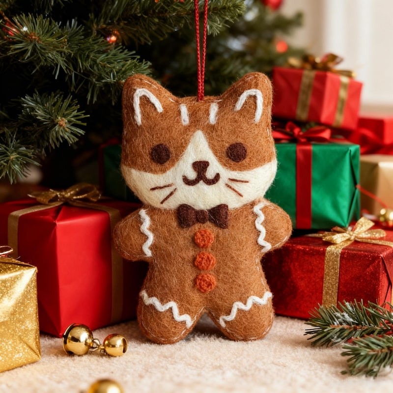 Wollfilz-Katzenfigur für Weihnachten 11