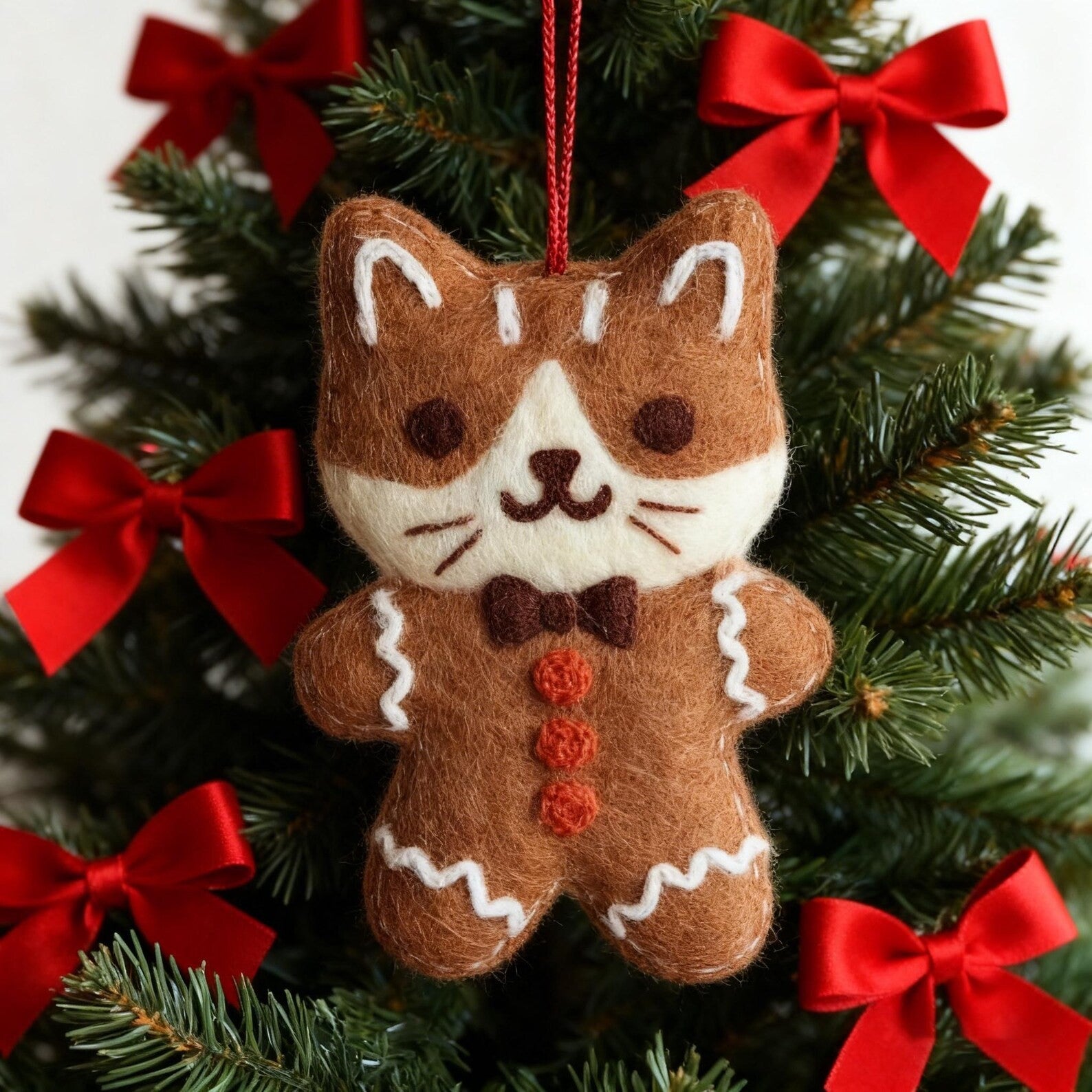 Wollfilz-Katzenfigur für Weihnachten 11